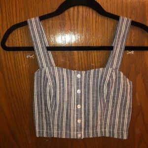 Navy & White striped cropped tank top
